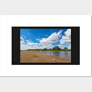 Blue cloudy summer sky over Bug river, Poland, Europe Posters and Art